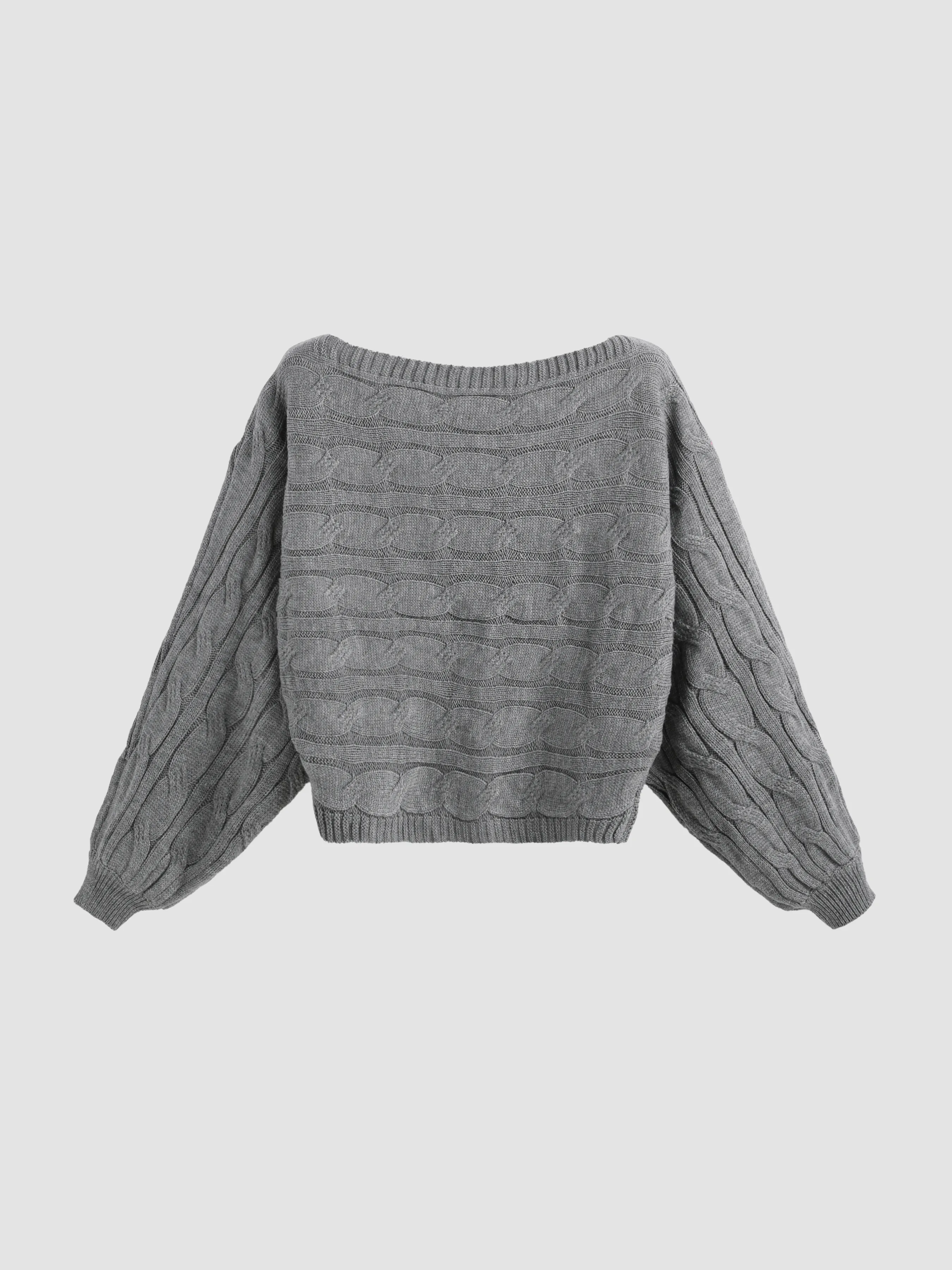 Top de manga larga de punto geométrico con escote redondo de Curvy