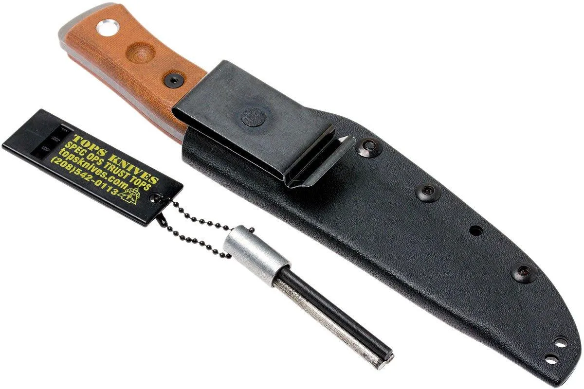 TOPS KNIVES B.O.B. FIELDCRAFT154CM TAN CANVAS MICARTA BROS154TC