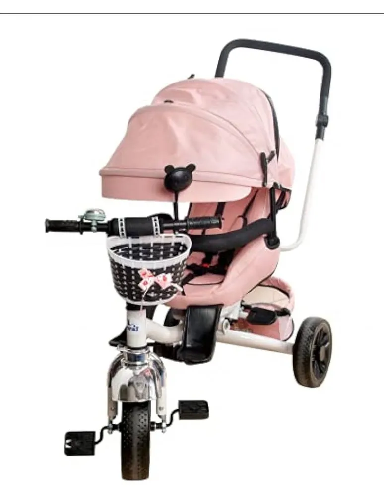TRICICLO ROSA CON CESTA Y CAPOTA