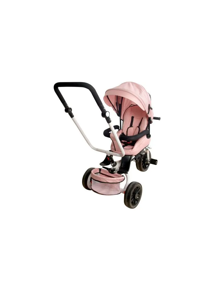TRICICLO ROSA CON CESTA Y CAPOTA
