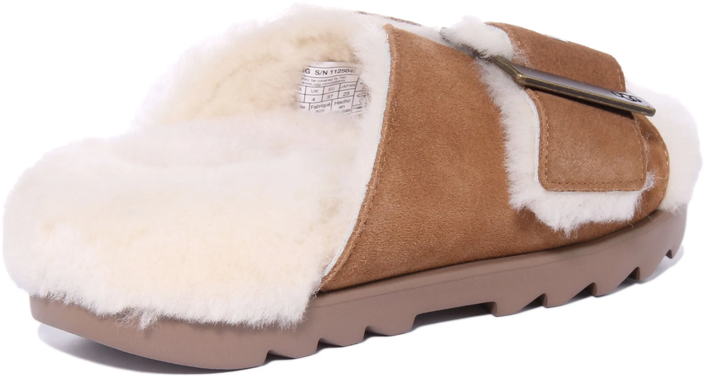 Ugg Outslide Sandalia de ante con hebilla para mujer en negro