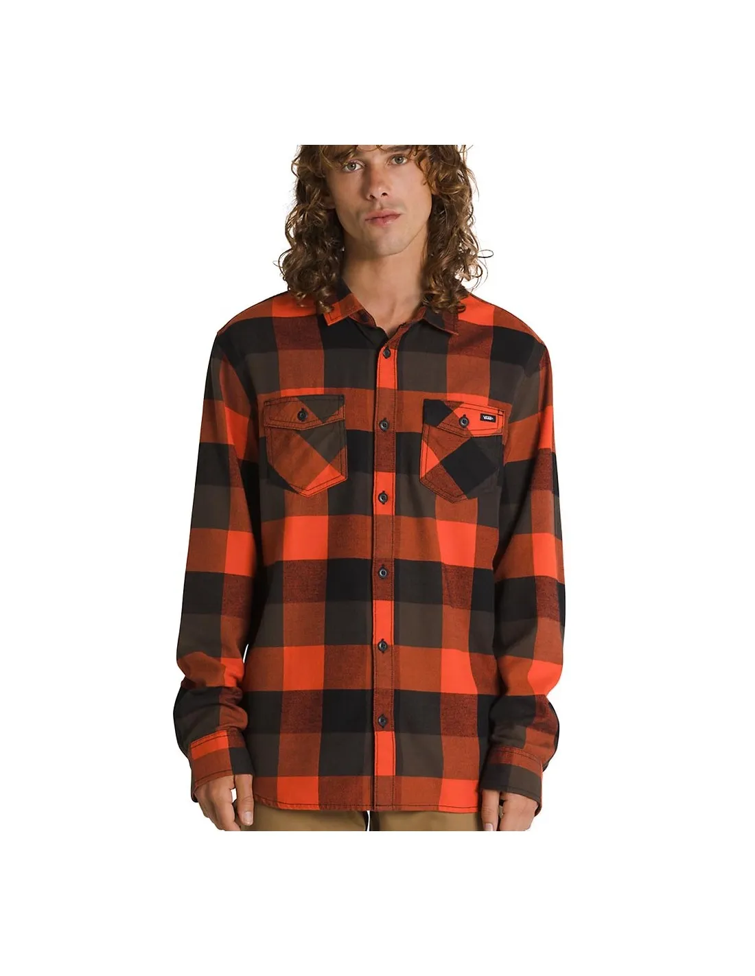 VANS BOX FLANNEL CLASSIC LS WOVEN BLACK/FIESTA