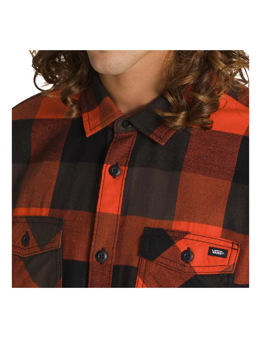 VANS BOX FLANNEL CLASSIC LS WOVEN BLACK/FIESTA