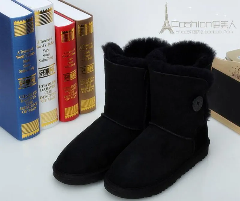 VENTA CALIENTE NUEVO BOTÓN DE DISEÑO CLÁSICO 058030 BOTAS DE NIEVE PARA MUJER MUJER AUS BOTAS DE NIEVE CORTAS DE PIEL INTEGRADAS