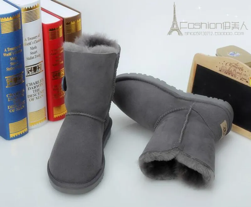 VENTA CALIENTE NUEVO BOTÓN DE DISEÑO CLÁSICO 058030 BOTAS DE NIEVE PARA MUJER MUJER AUS BOTAS DE NIEVE CORTAS DE PIEL INTEGRADAS