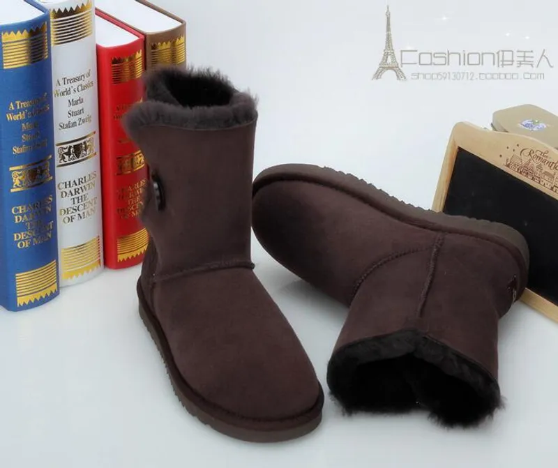 VENTA CALIENTE NUEVO BOTÓN DE DISEÑO CLÁSICO 058030 BOTAS DE NIEVE PARA MUJER MUJER AUS BOTAS DE NIEVE CORTAS DE PIEL INTEGRADAS