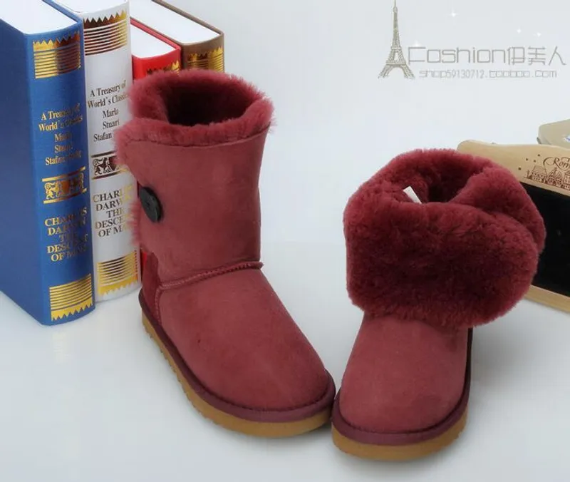 VENTA CALIENTE NUEVO BOTÓN DE DISEÑO CLÁSICO 058030 BOTAS DE NIEVE PARA MUJER MUJER AUS BOTAS DE NIEVE CORTAS DE PIEL INTEGRADAS