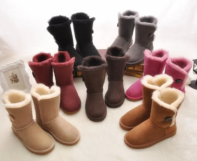 VENTA CALIENTE NUEVO BOTÓN DE DISEÑO CLÁSICO 058030 BOTAS DE NIEVE PARA MUJER MUJER AUS BOTAS DE NIEVE CORTAS DE PIEL INTEGRADAS