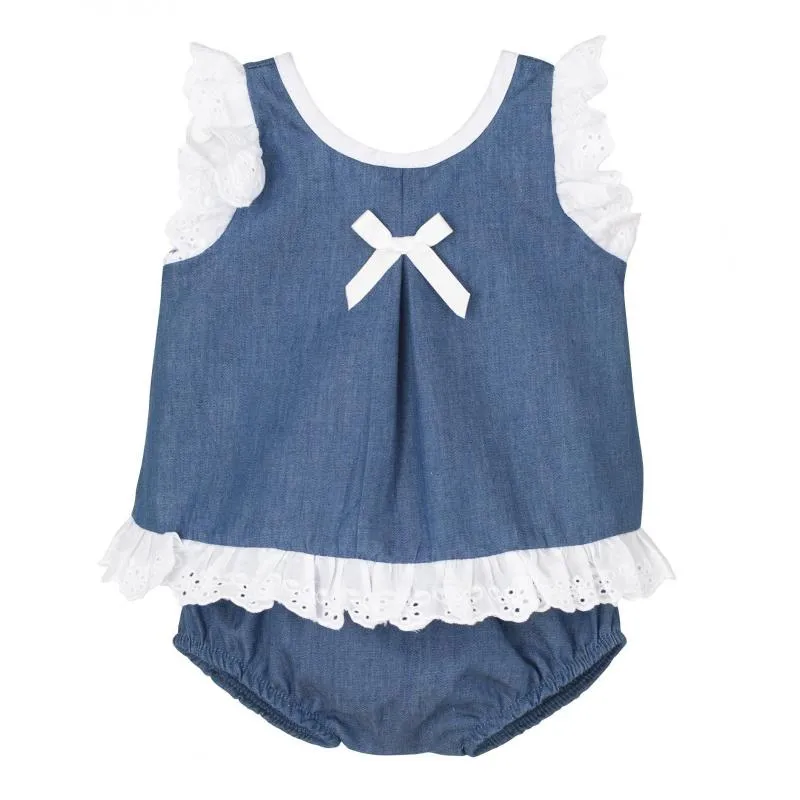 Vestido bebe tejano con braguita
