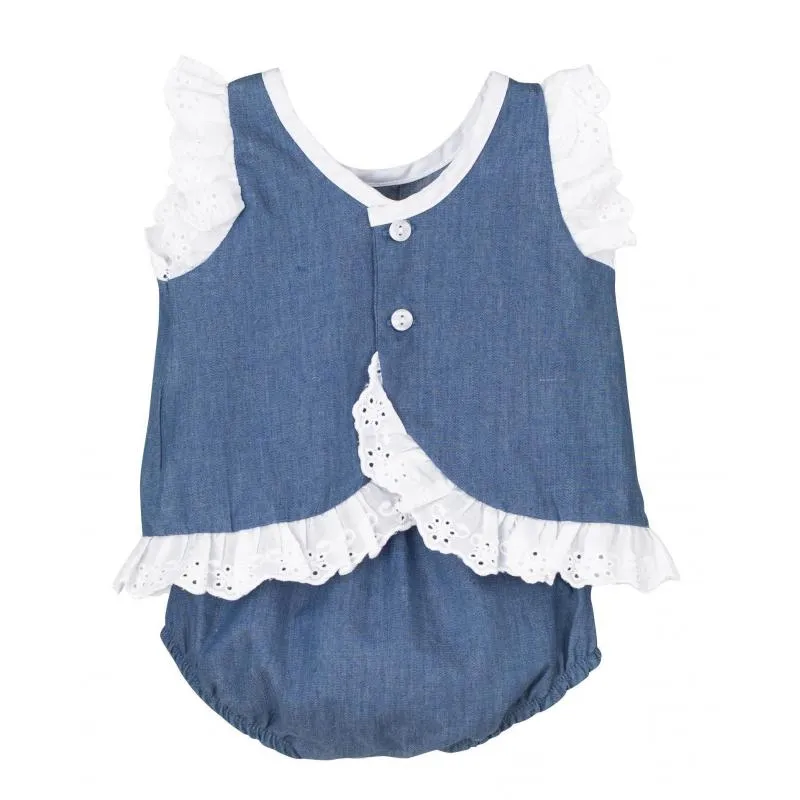 Vestido bebe tejano con braguita