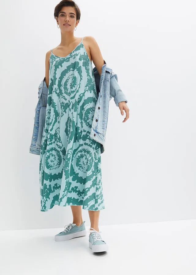 VESTIDO CAMISERO CON TIE DYE TURQUESA PASTELAZUL BONDI ESTAMPADO
