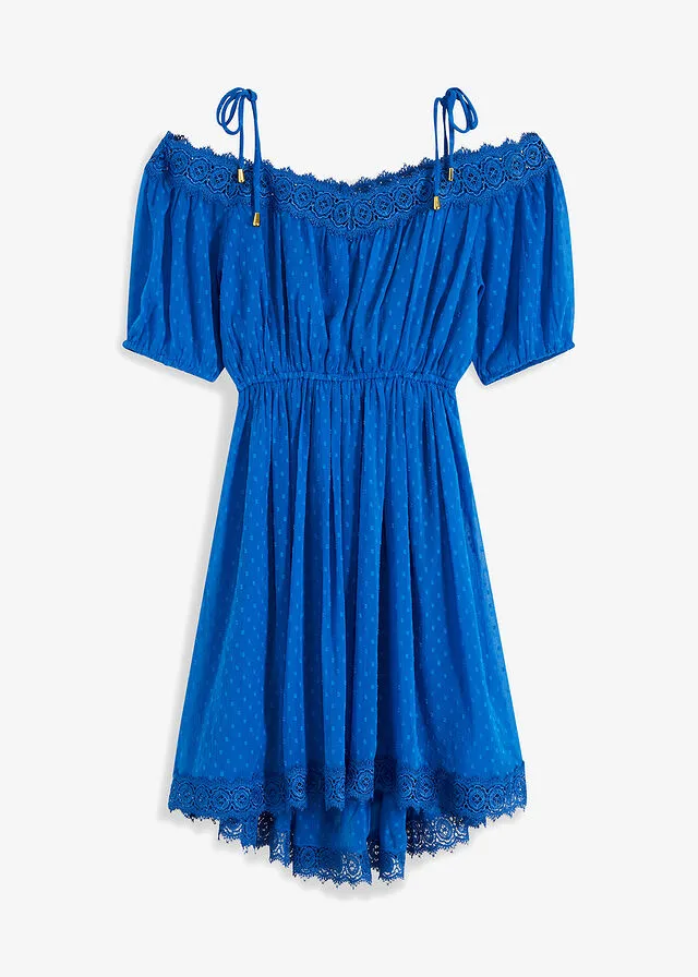 Vestido con hombros descubiertos y encaje Azur
