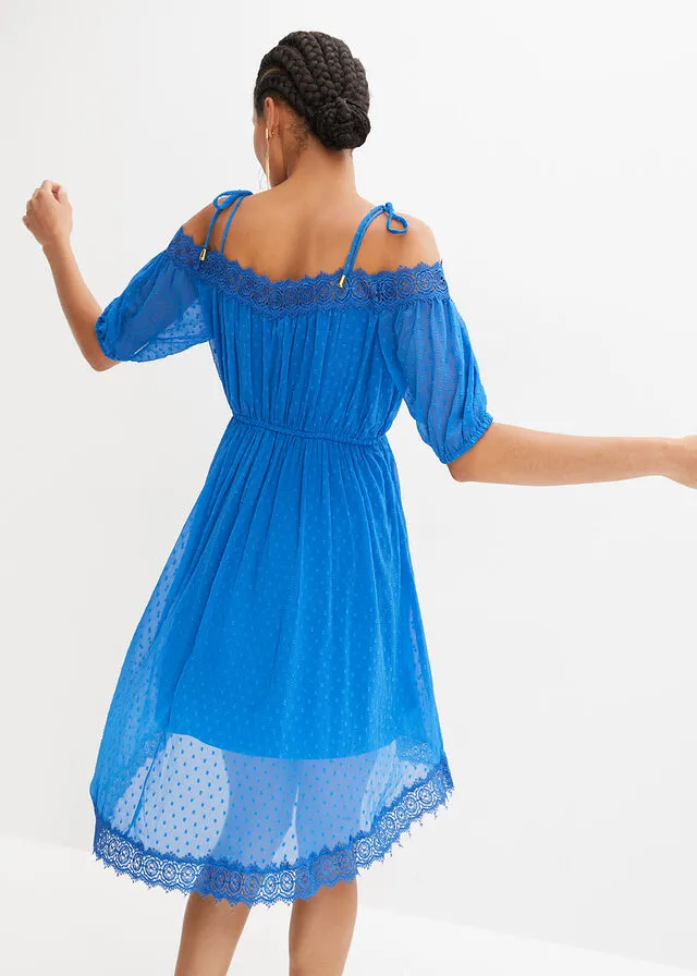 Vestido con hombros descubiertos y encaje Azur