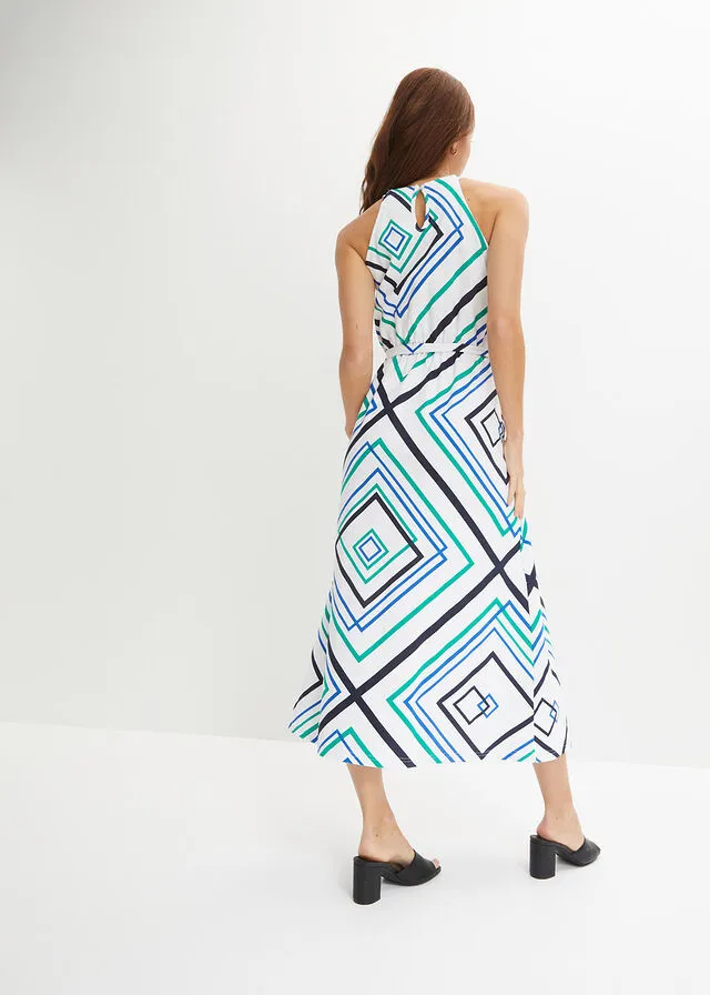 VESTIDO DE PUNTO BLANCOAZUL MARINO