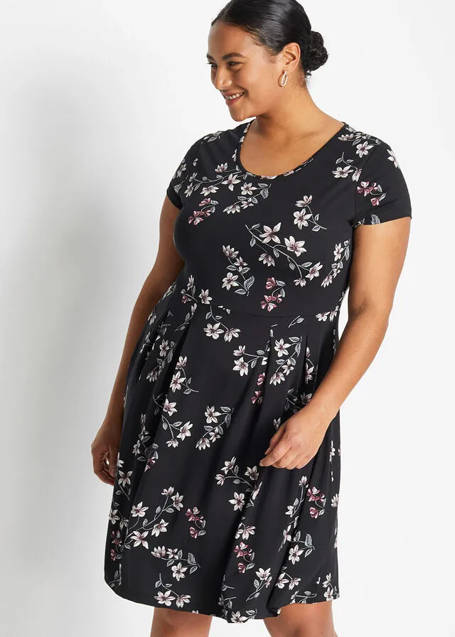 Vestido de punto Negro con flores