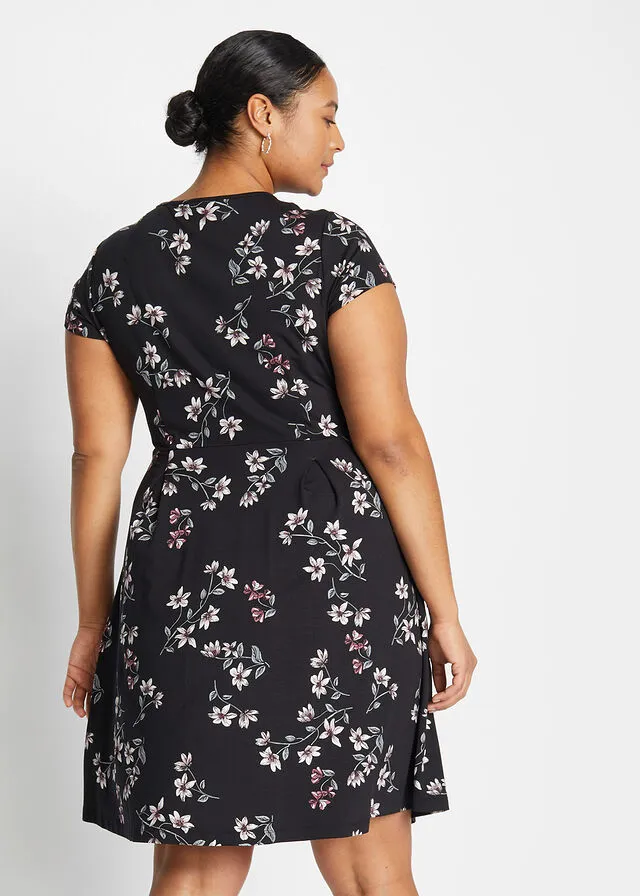 Vestido de punto Negro con flores