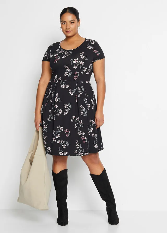 Vestido de punto Negro con flores