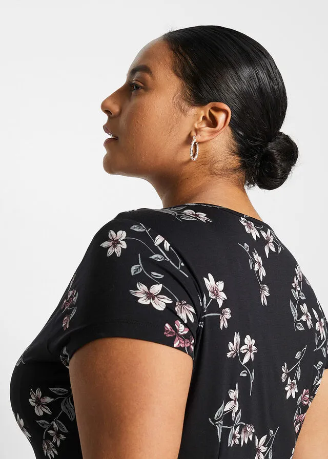 Vestido de punto Negro con flores
