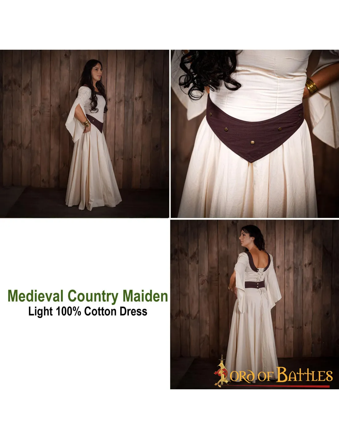 Vestido Medieval Algodón Ligero, Doncella de Campo