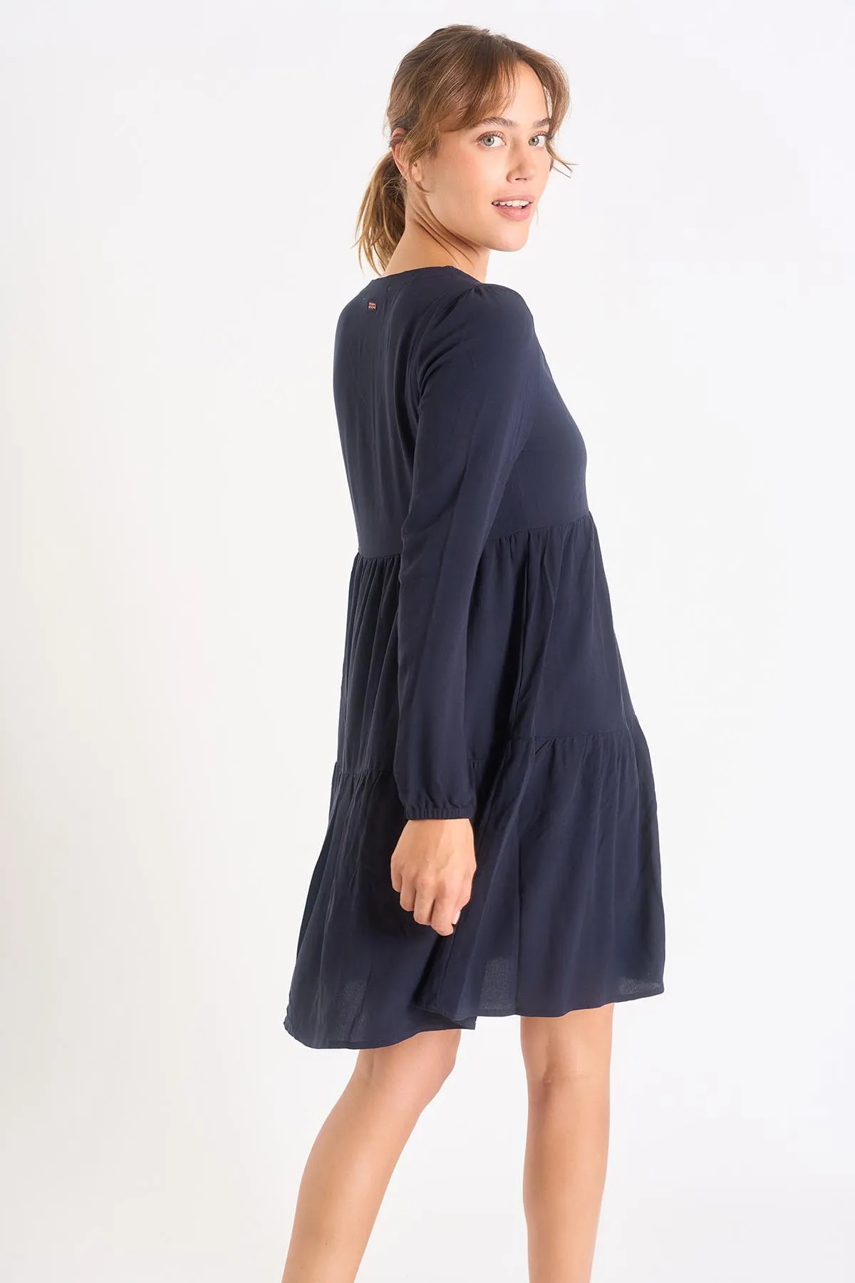 Vestido trapecio azul Avelina Print