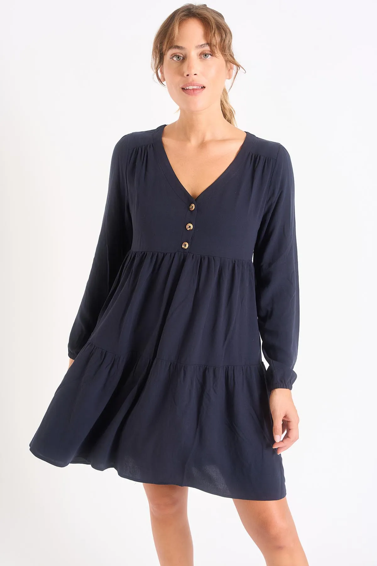 Vestido trapecio azul Avelina Print