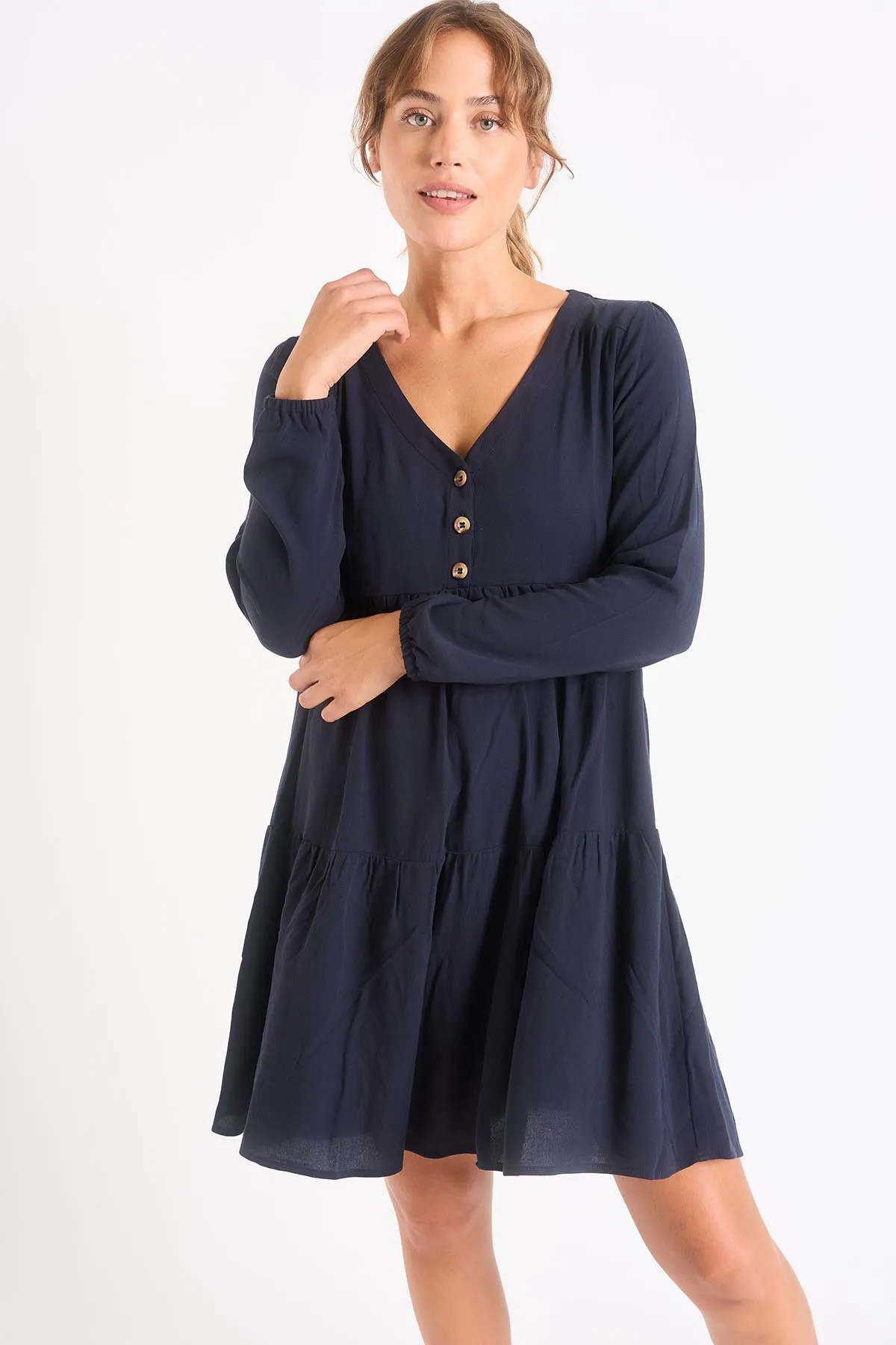 Vestido trapecio azul Avelina Print