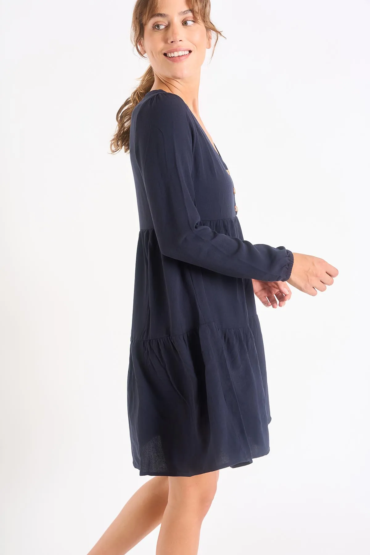 Vestido trapecio azul Avelina Print