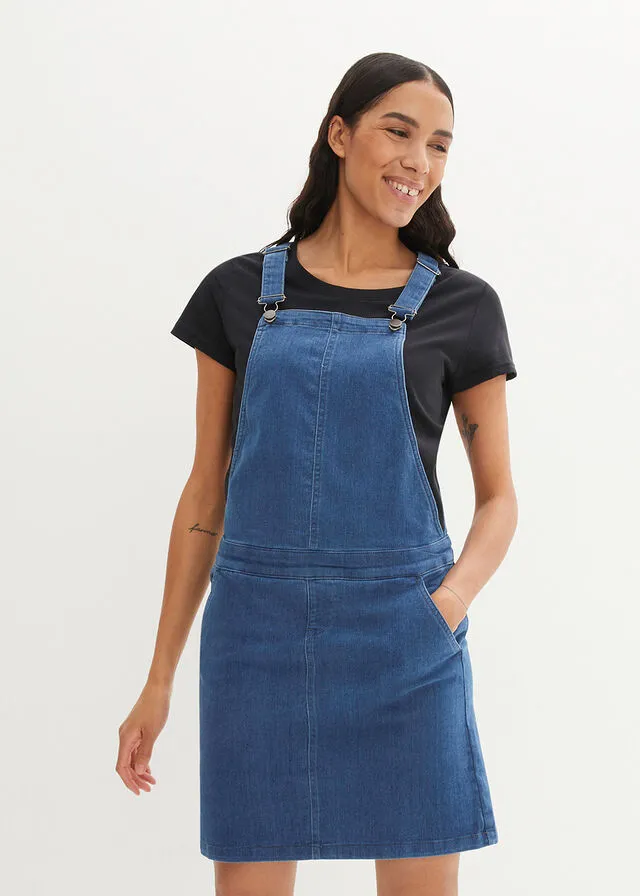 Vestido vaquero estilo peto, muy suave Azul