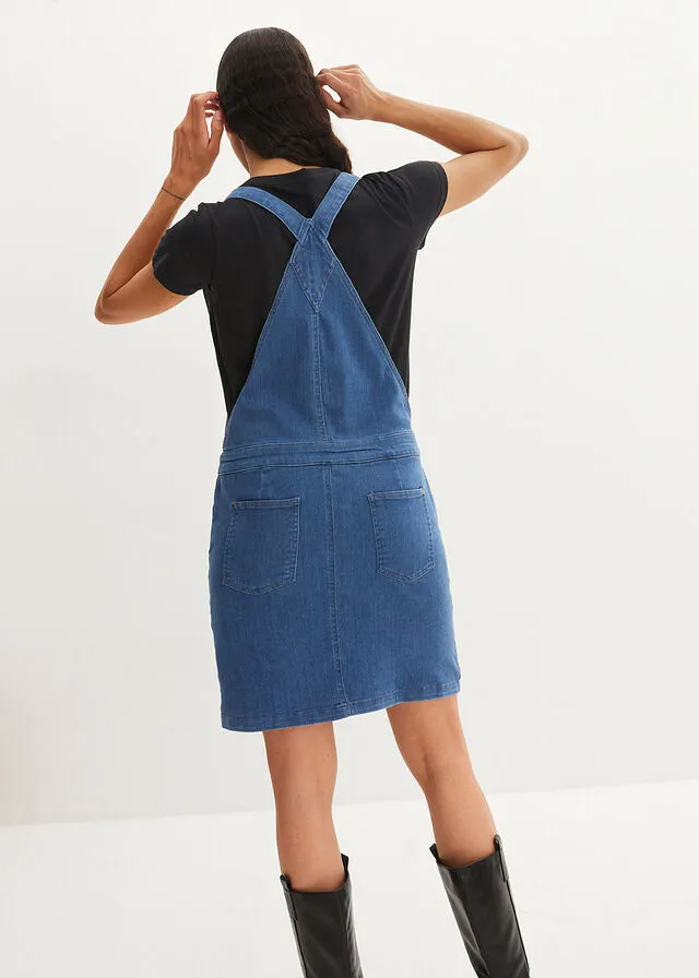Vestido vaquero estilo peto, muy suave Azul