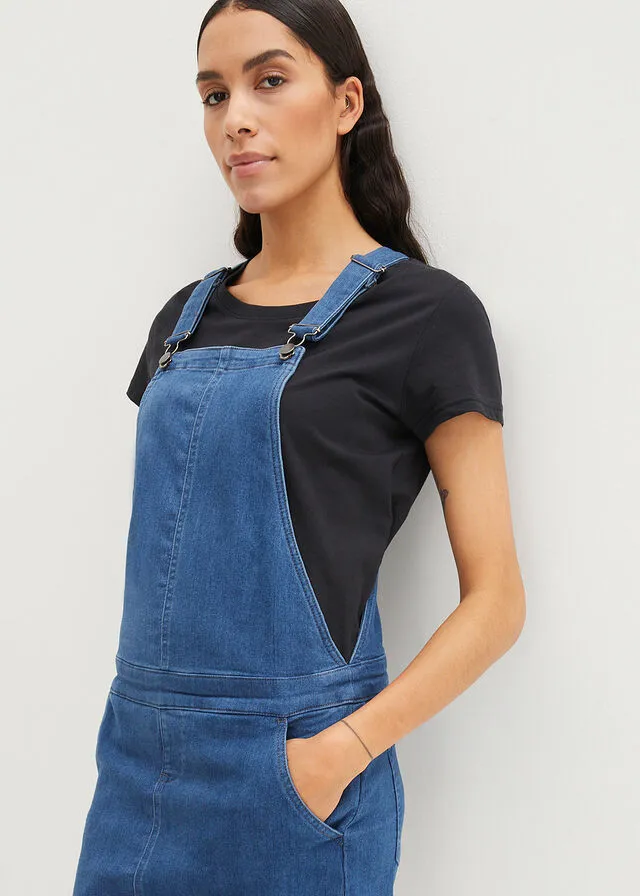 Vestido vaquero estilo peto, muy suave Azul