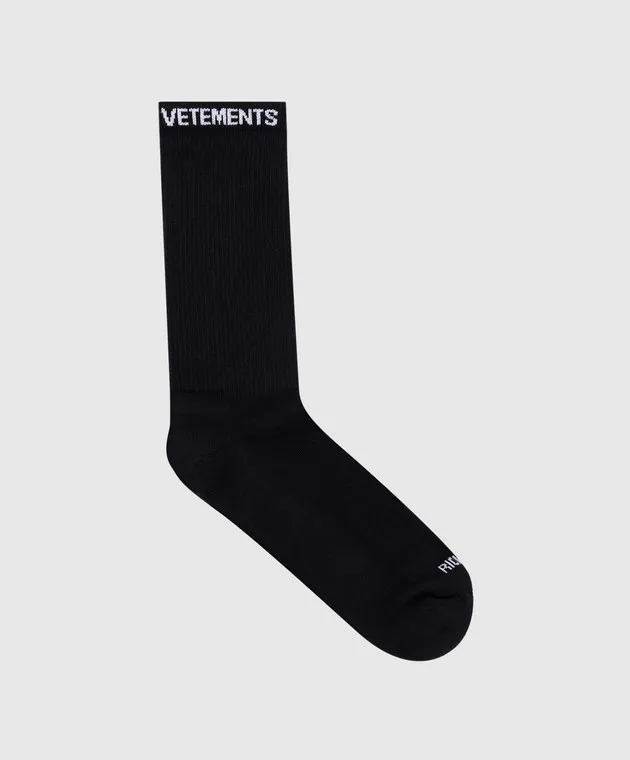 Vetements Black socks with a logo pattern