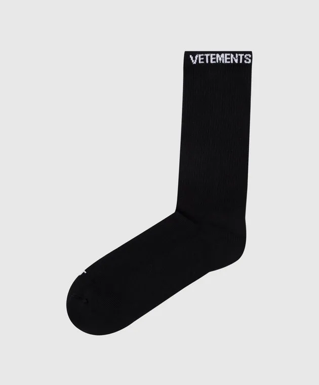 Vetements Black socks with a logo pattern