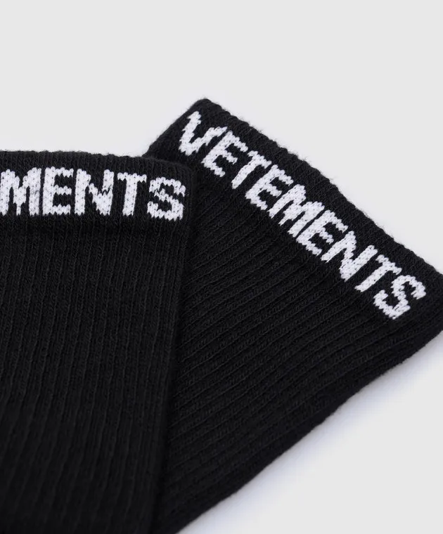 Vetements Black socks with a logo pattern