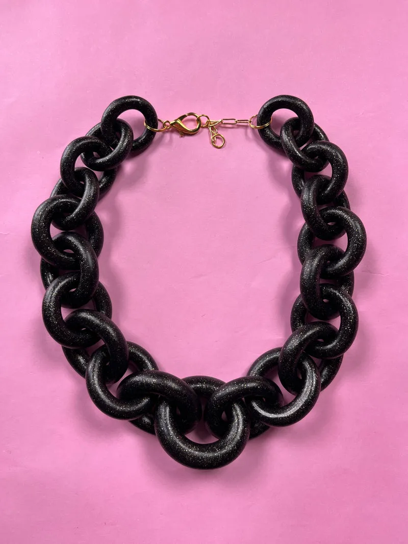 VIRGINIA DEMARIA Collar Eslabón Black Glitter