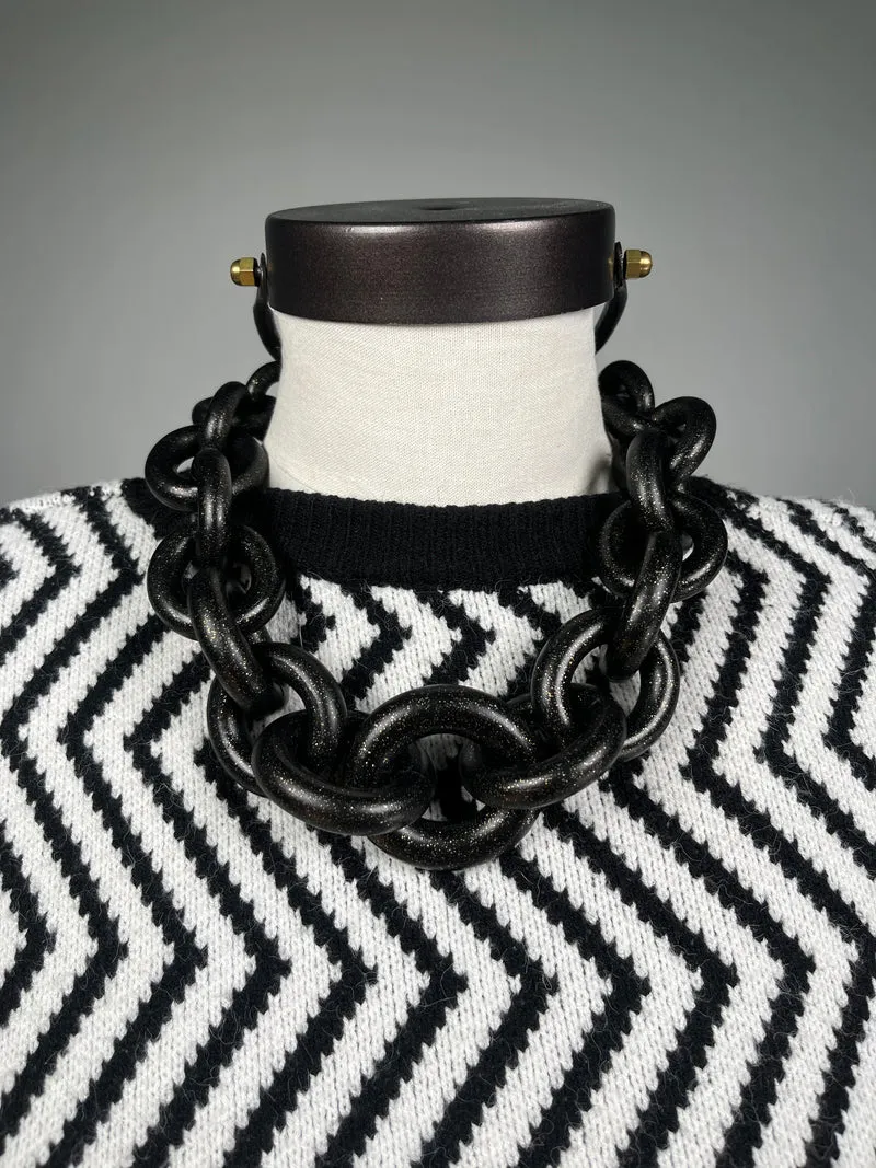 VIRGINIA DEMARIA Collar Eslabón Black Glitter
