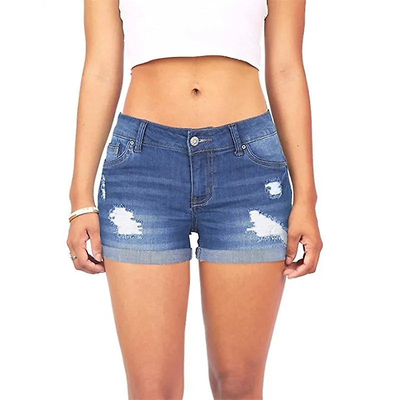 WOMEN'S CASUAL SUMMER MID RISE STRETCH DENIM SHORTS TEEN SHORTS GSLHL JUNE 6.14