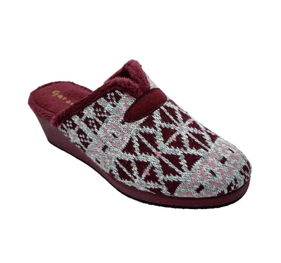 ZAPATILLA GARZÓN 175.302 CÓMODA DE CASA PANTUFLA PARA MUJER LANA BURDEOS SIN BANDA 26556