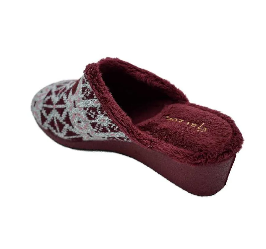 ZAPATILLA GARZÓN 175.302 CÓMODA DE CASA PANTUFLA PARA MUJER LANA BURDEOS SIN BANDA 26556