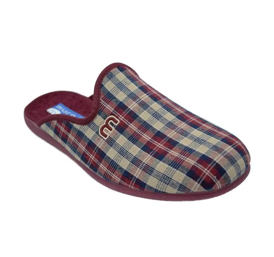 ZAPATILLA MURO 983 TELA CUADROS BURDEOS PLAYERA DE CASA PANTUFLA CÓMODA FRESCA 26157
