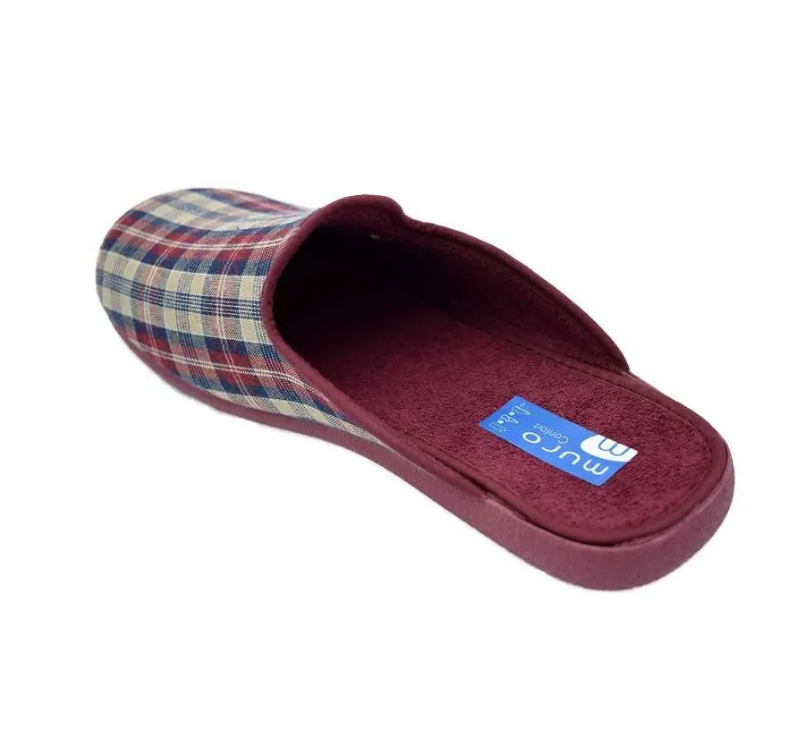 ZAPATILLA MURO 983 TELA CUADROS BURDEOS PLAYERA DE CASA PANTUFLA CÓMODA FRESCA 26157