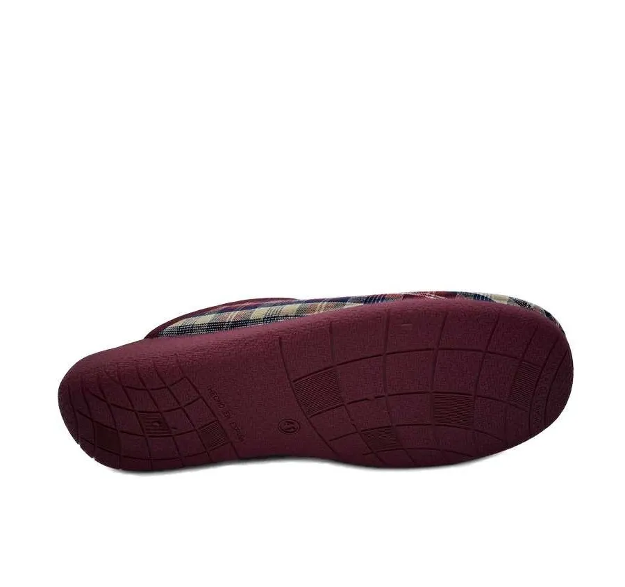 ZAPATILLA MURO 983 TELA CUADROS BURDEOS PLAYERA DE CASA PANTUFLA CÓMODA FRESCA 26157