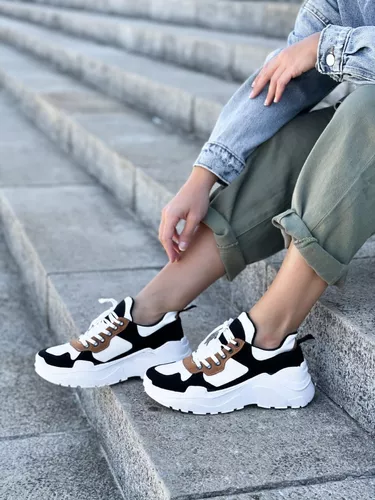 Zapatillas Dama Combinada Plataforma Moda Plateado Rosa Lola