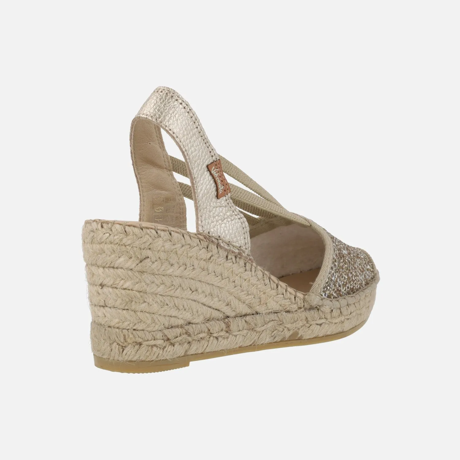 Zapatillas de esparto en glitter dorado Vidorreta