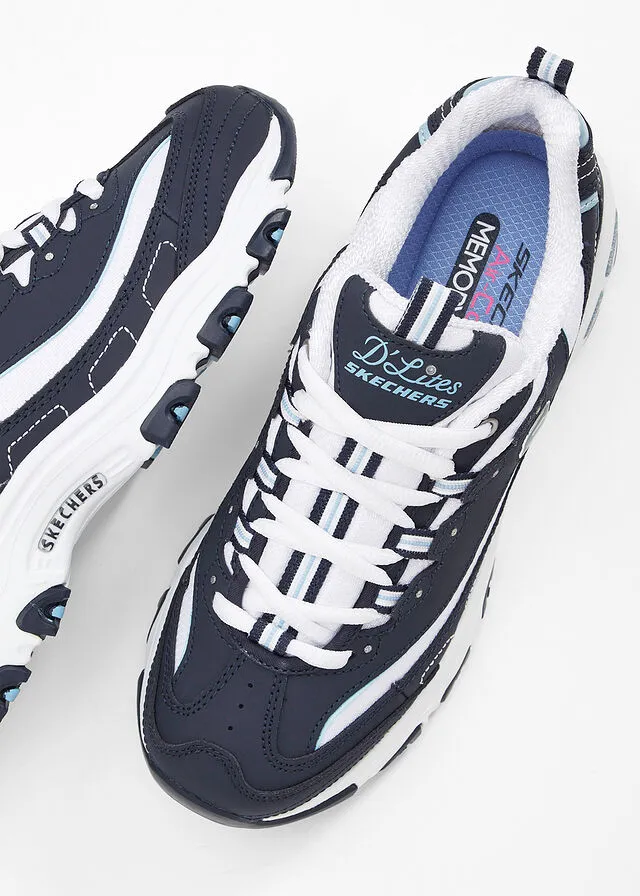 ZAPATILLAS DEPORTIVAS DE SKECHERS DE PIEL AZUL OSCUROBLANCO