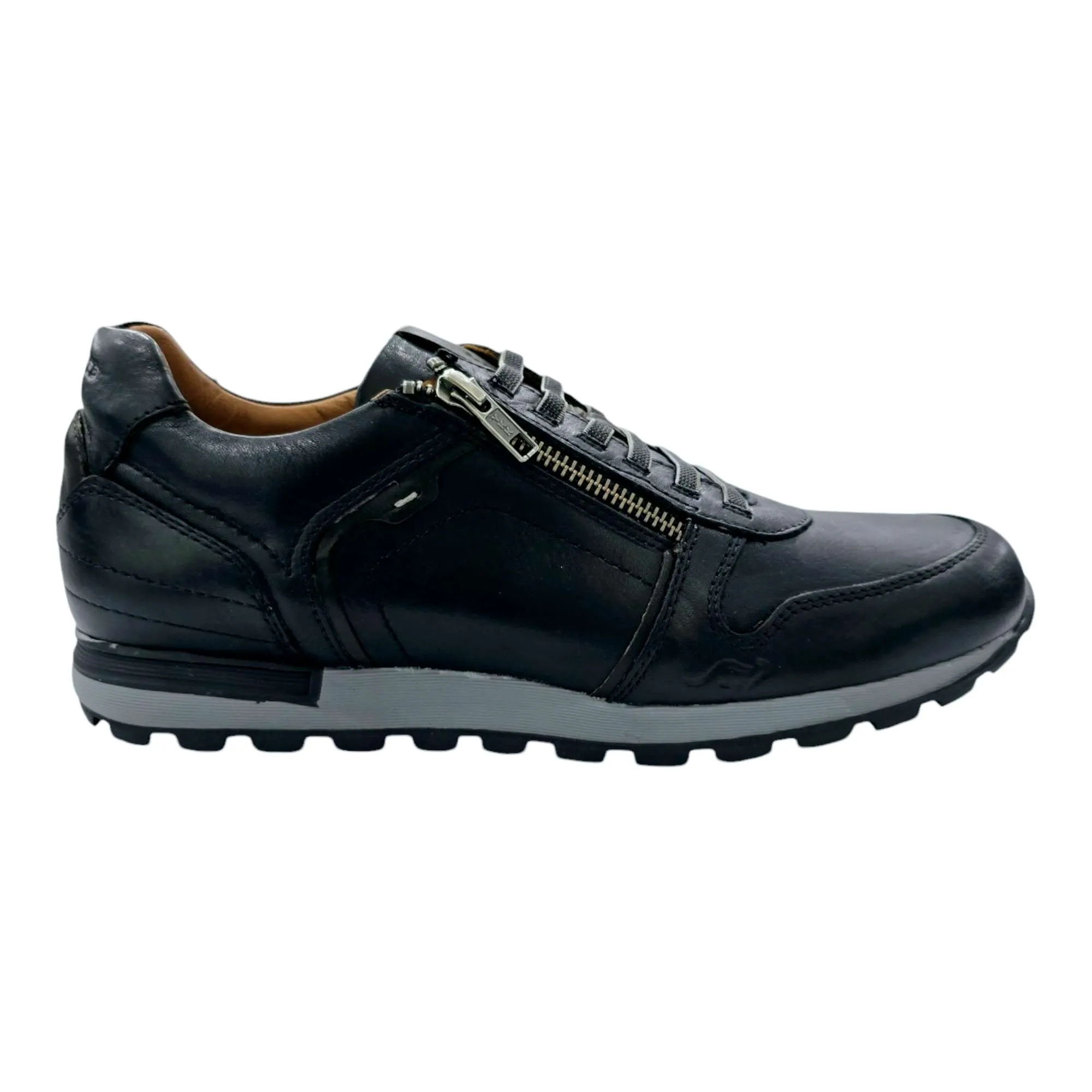 ZAPATILLAS KANGAROOS HOMBRE CON CREMALLERA CORDONES ELÁSTICOS NEGRO