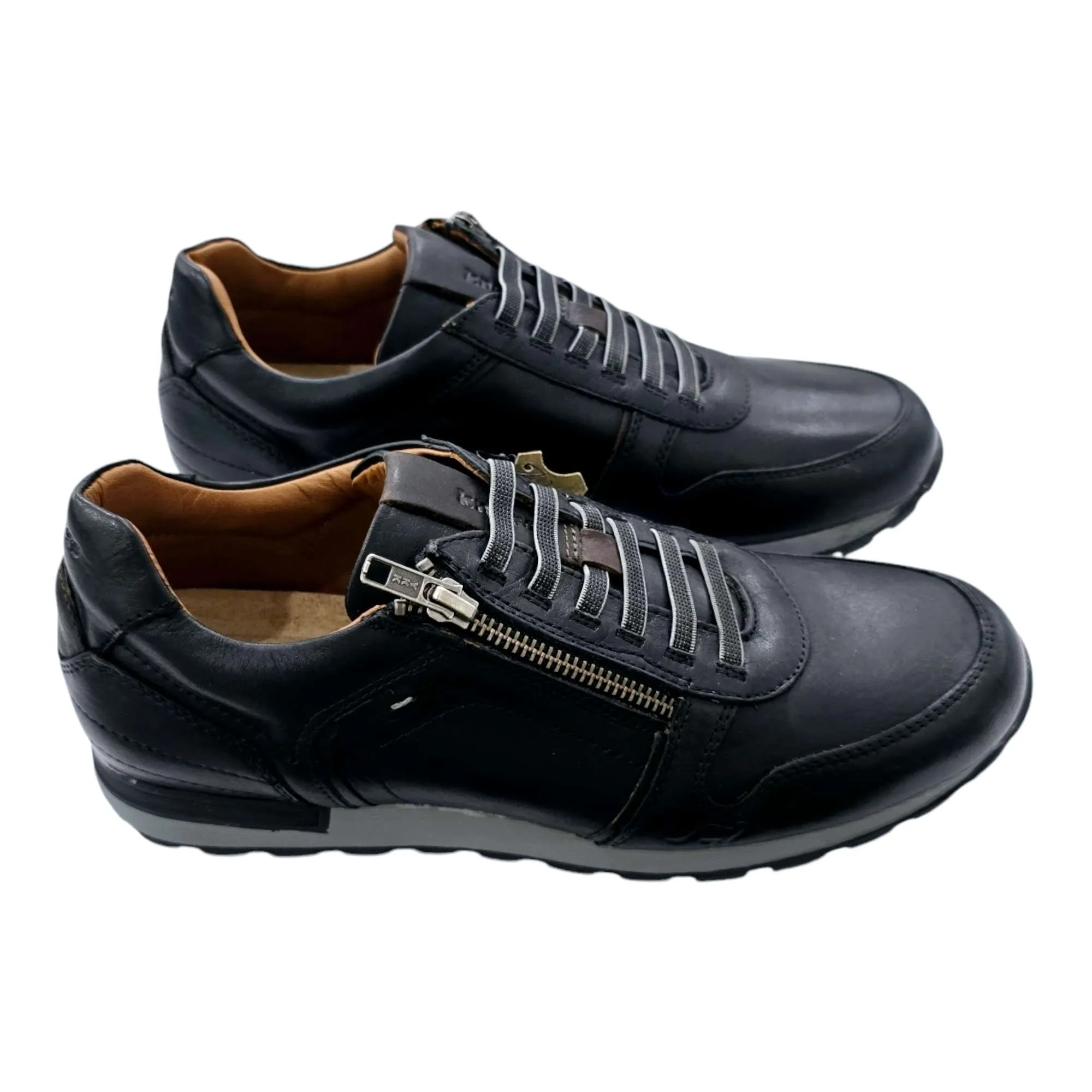 ZAPATILLAS KANGAROOS HOMBRE CON CREMALLERA CORDONES ELÁSTICOS NEGRO