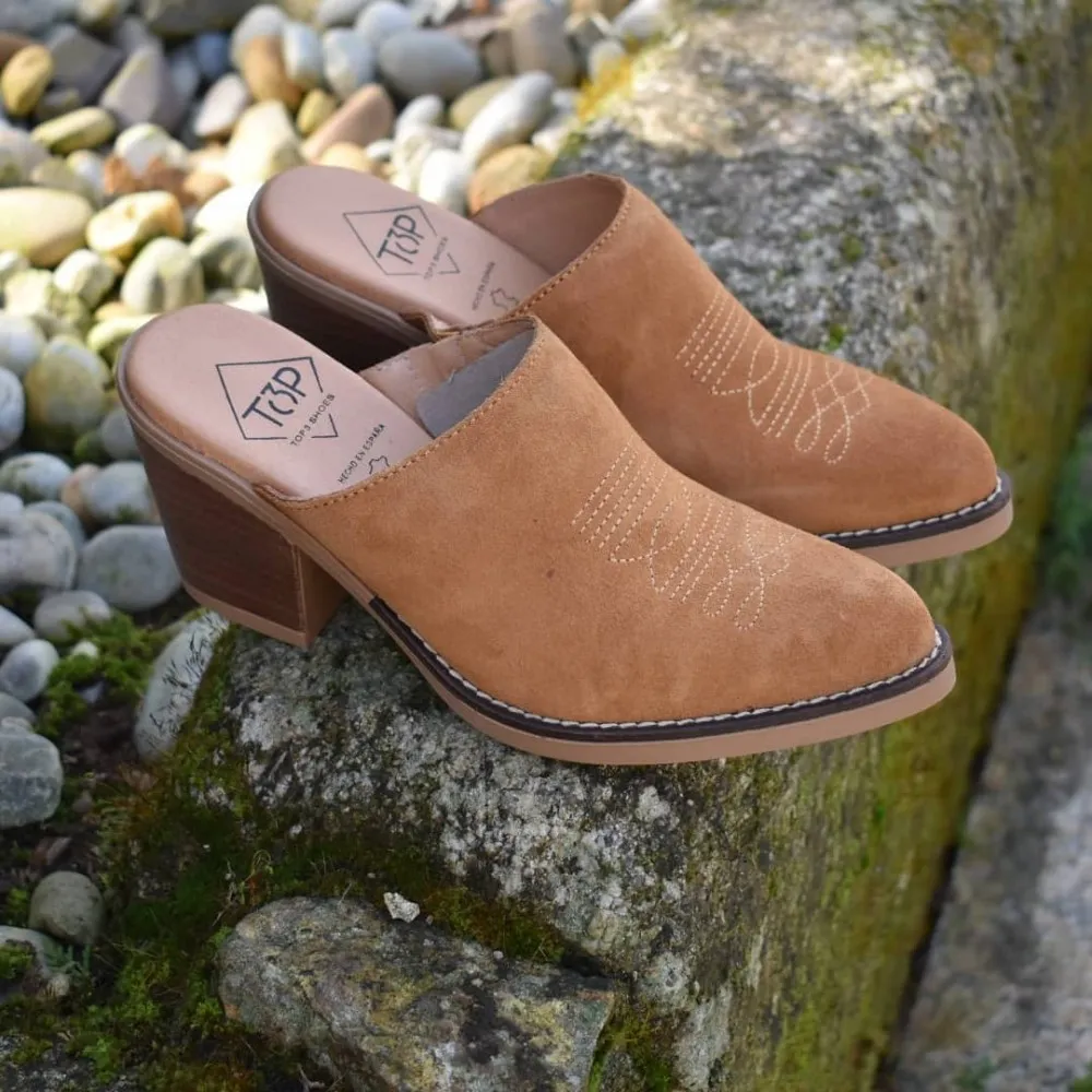 Zueco campero de piel top3shoes 20703