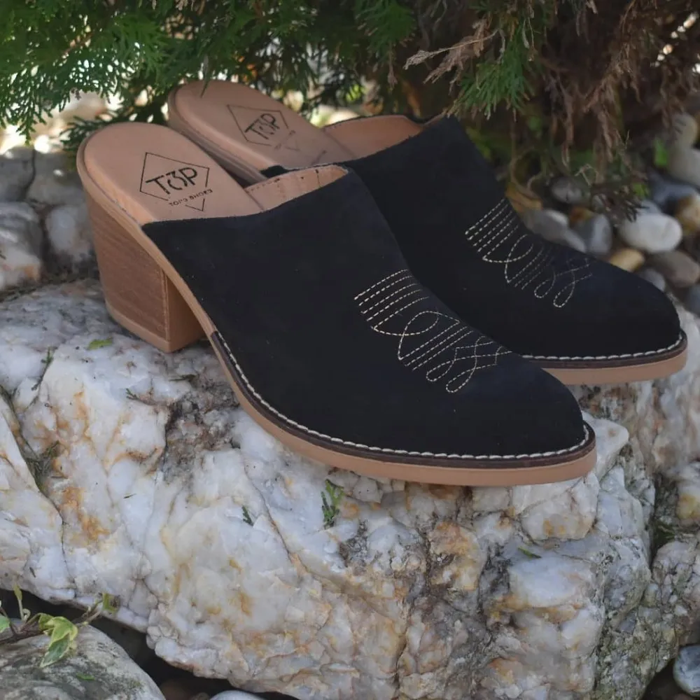 Zueco campero de piel top3shoes 20703