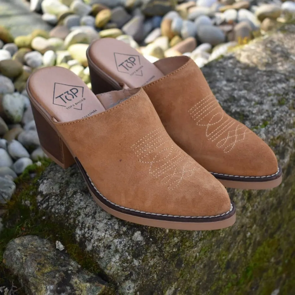 Zueco campero de piel top3shoes 20703